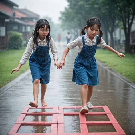 Two young Asian girls