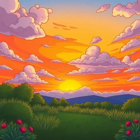 sunset background cartoon