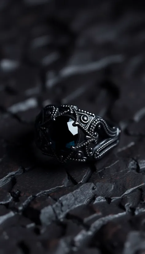 black color stone ring