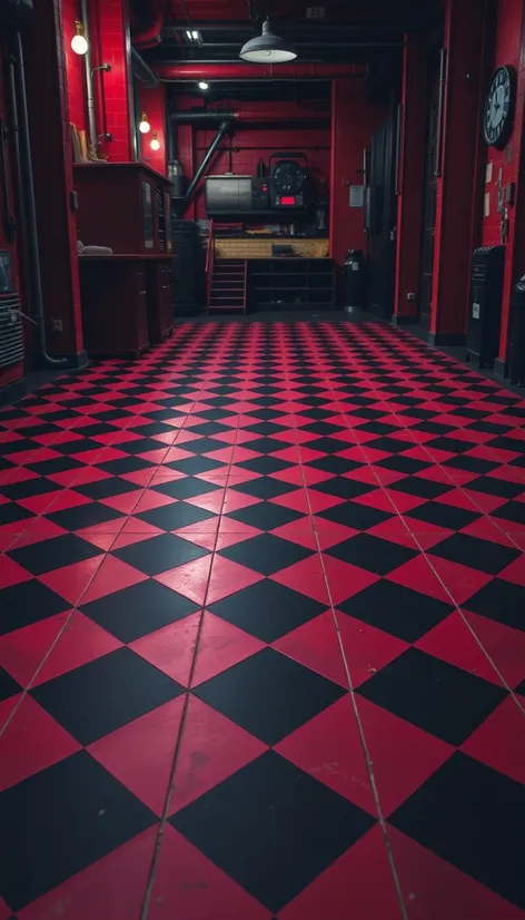 checkered floor tile maroon