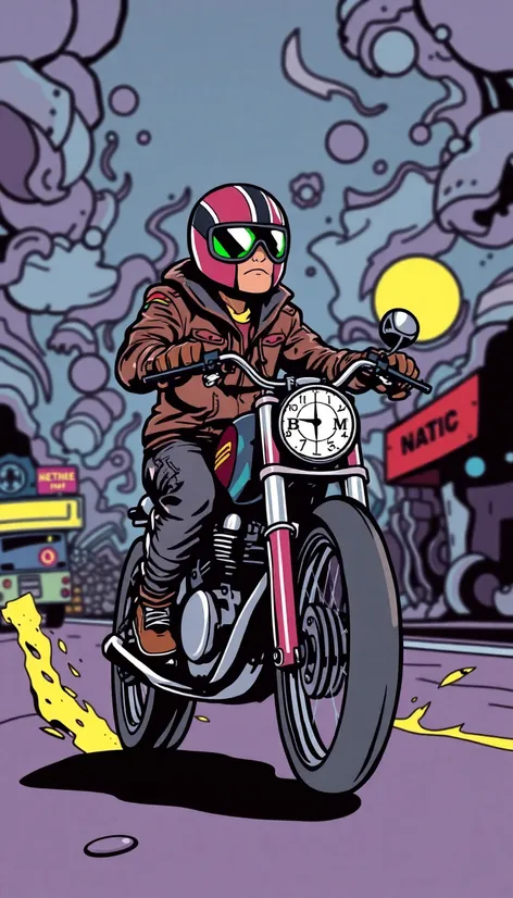 biker cartoona