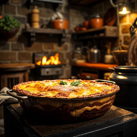 delicious homemade lasagna bubbling