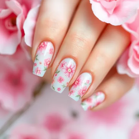 pink flower nails