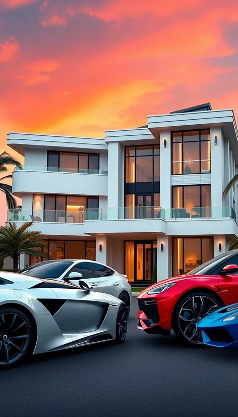 luxury house and cars