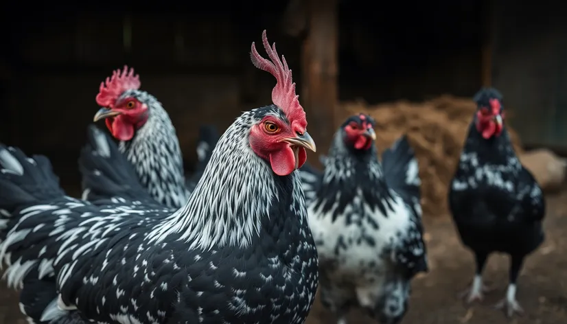 black and white hens