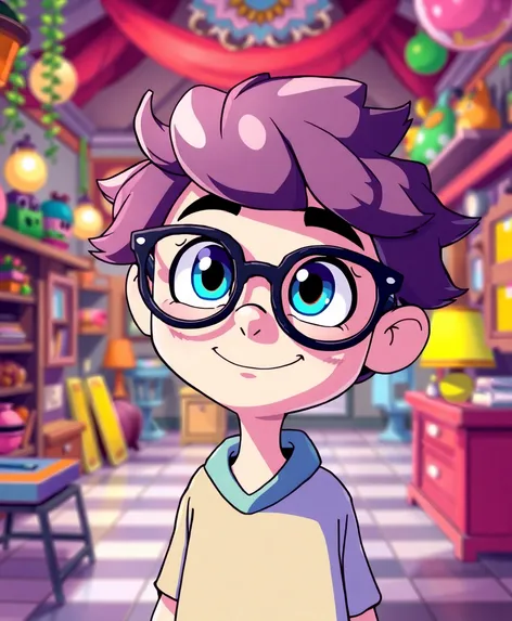 cartoon character with glasses