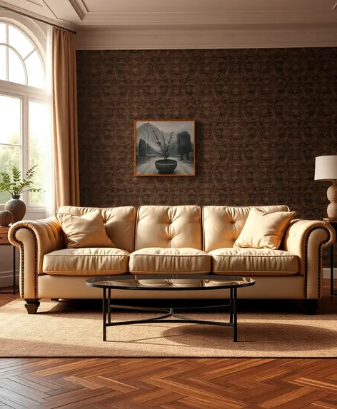 cream colored leather sofa