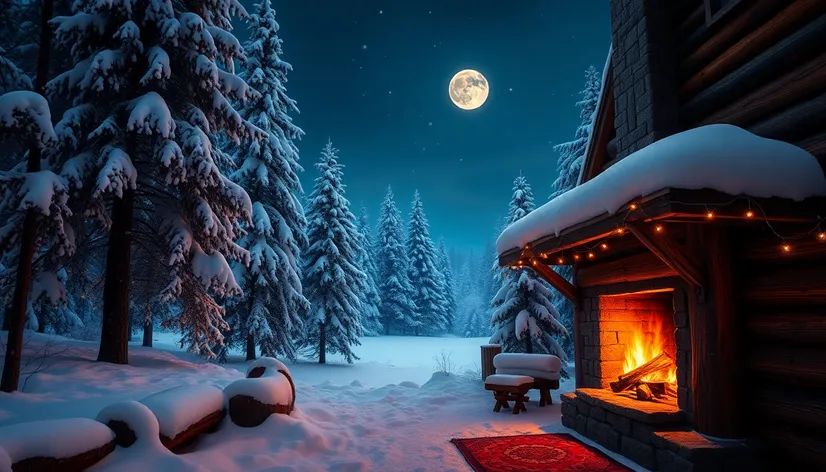 winter cabin scene