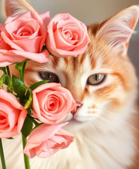 cat with rose