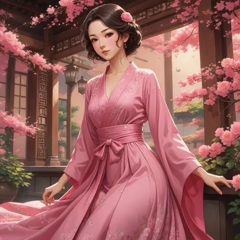 Femme robe rose