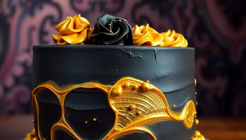 black and gold cake