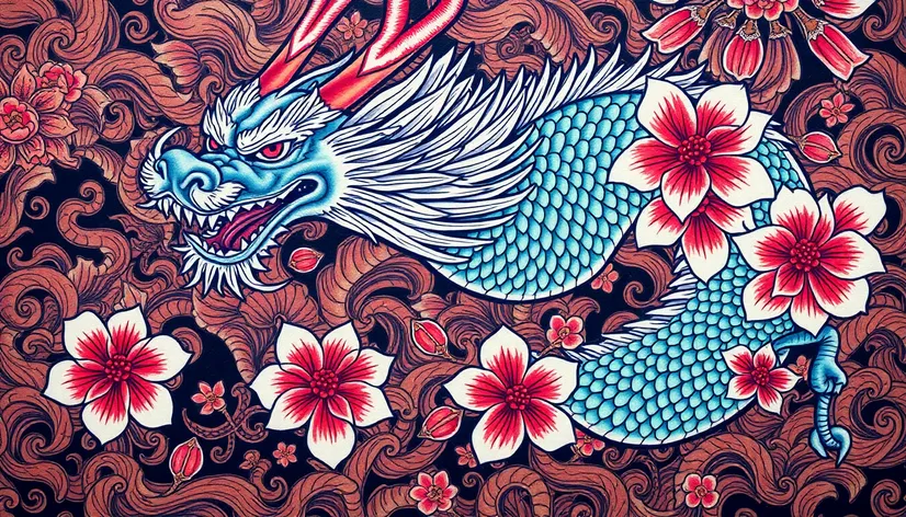 japanese dragon and cherry