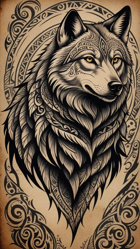 tribal wolf tattoo