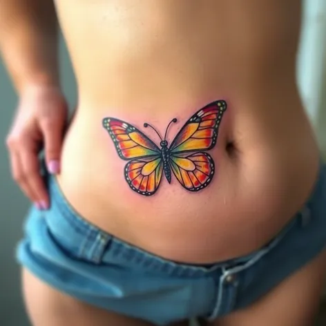 butterfly tattoo on tummy