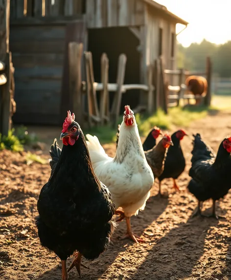 black and white chickens