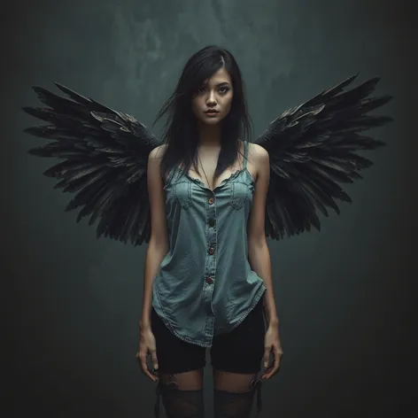 woman with wings grunge