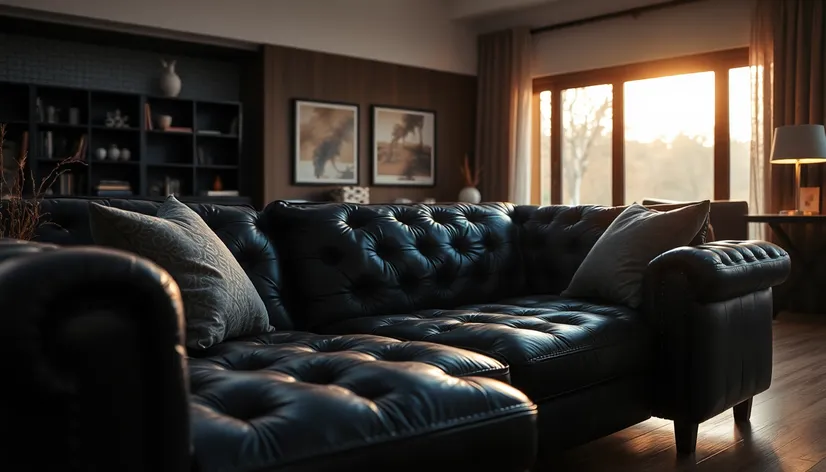 black leather sofa