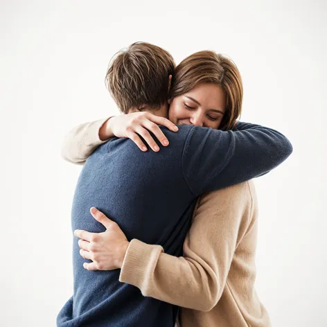 Two person hug each