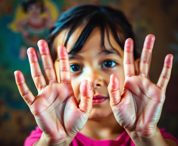 young girl with hands