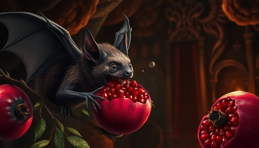 bat eating pomegranate