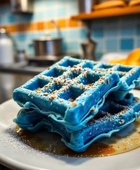 blue waffles food