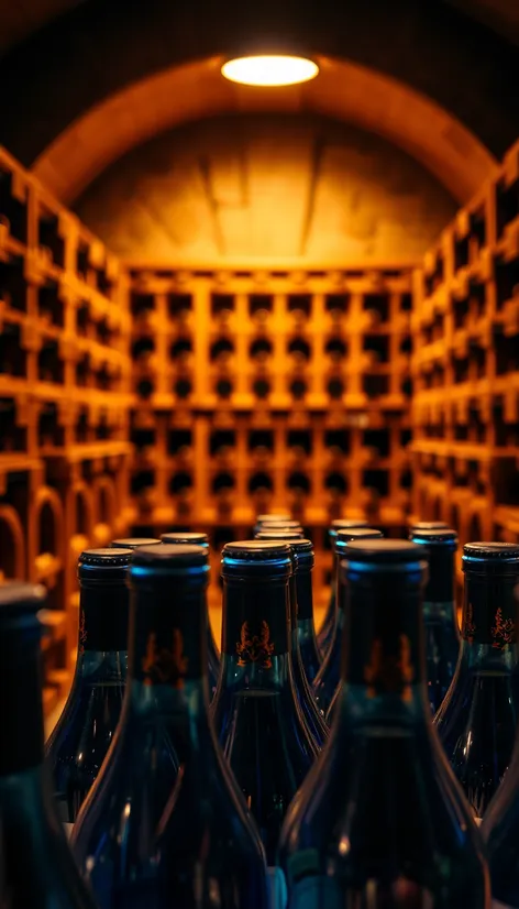 blue wine bottles