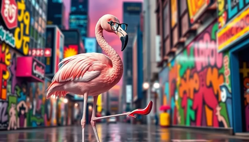 funny flamingo in heels