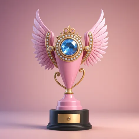 pink trophy with wings