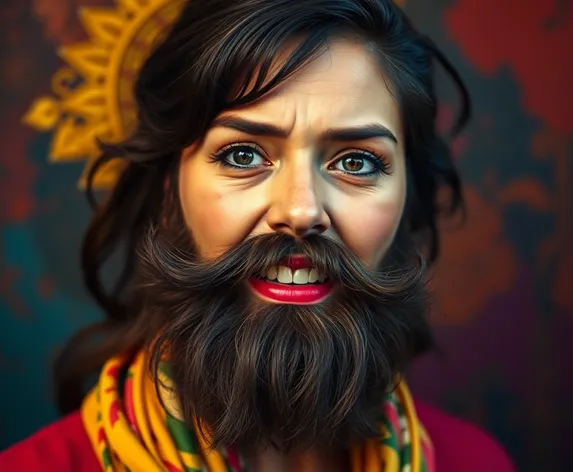 beard and woman