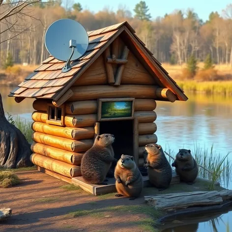 beaver house with satellite