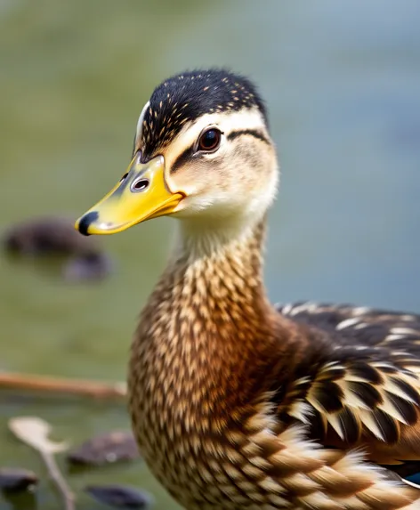 cute juvinialle mallard duck