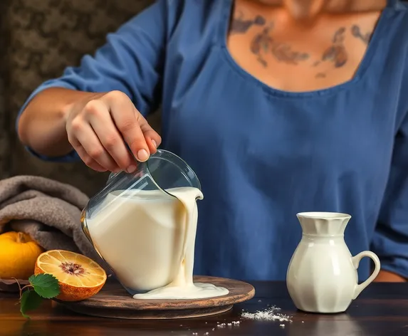 woman pouring milk painting