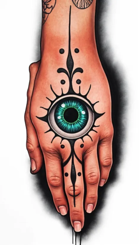 eyeball on hand tattoo