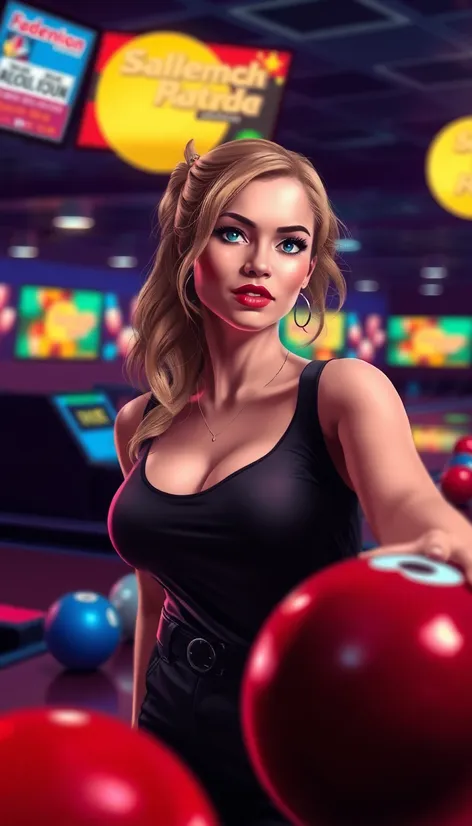 female bowling stock image