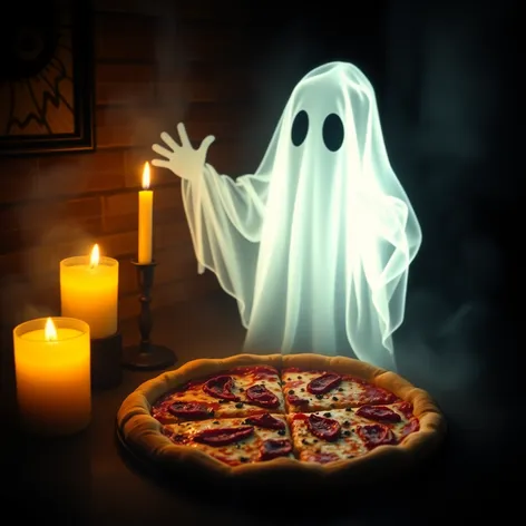 ghost eating pizza