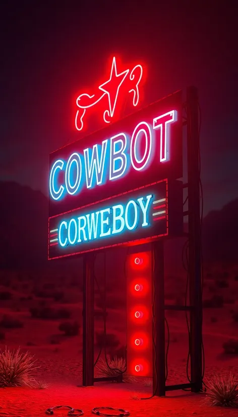 neon retro cowboy sign