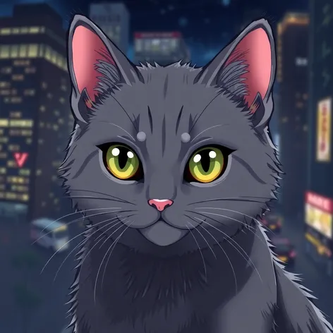 grey anime cat