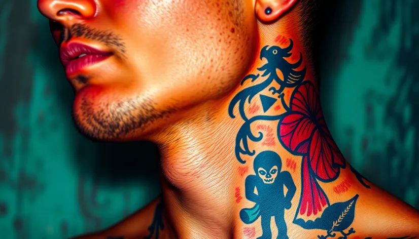 small neck tattoos male