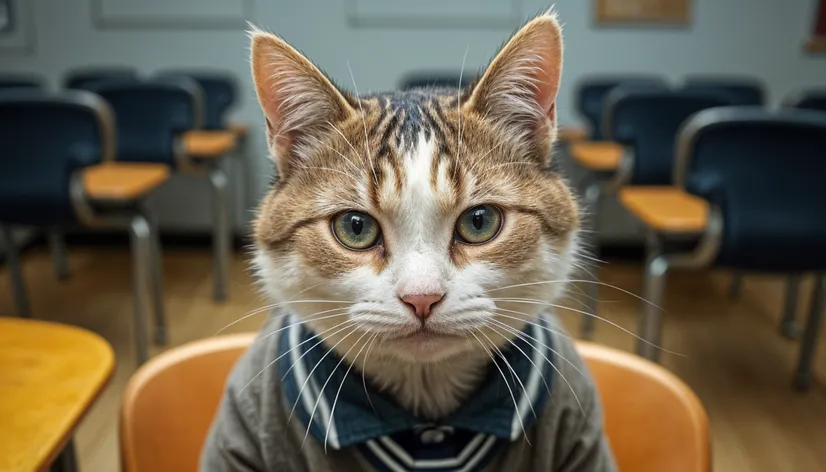 Cat with school uniform