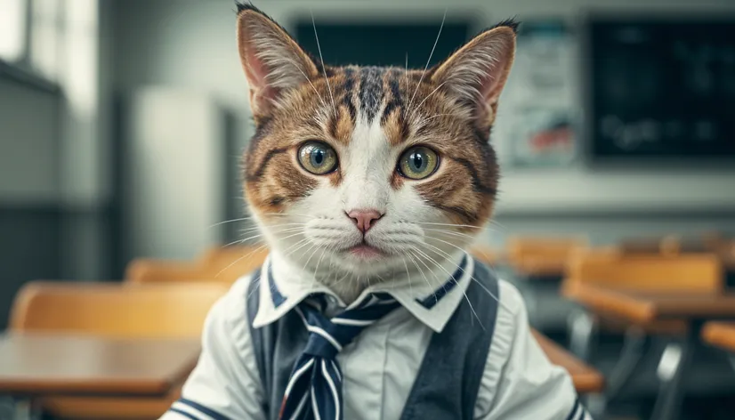 Cat with school uniform