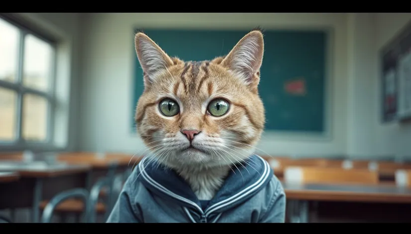 Cat with school uniform