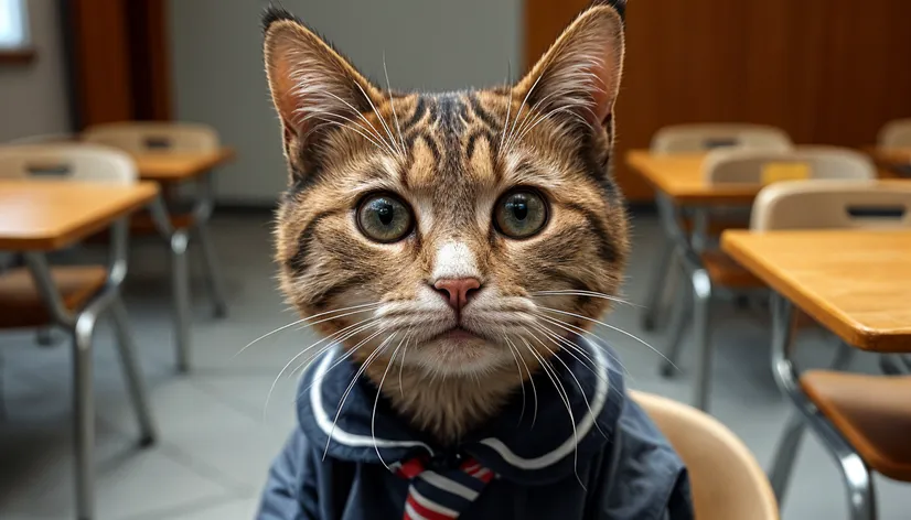 Cat with school uniform