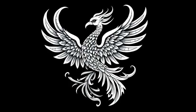 black white phoenix tattoos