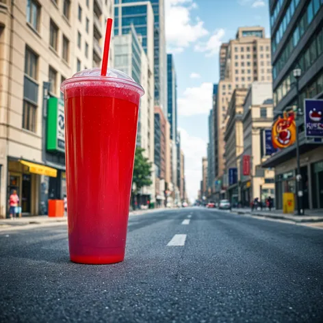 a giant red plastic