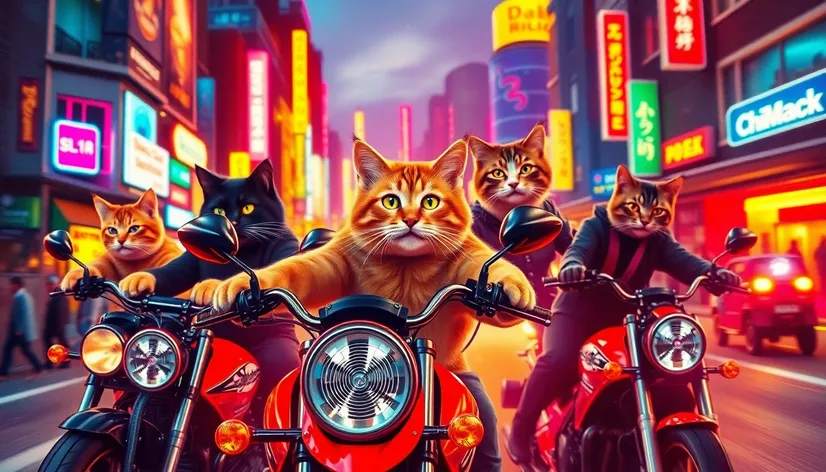 cats riding motorcycles