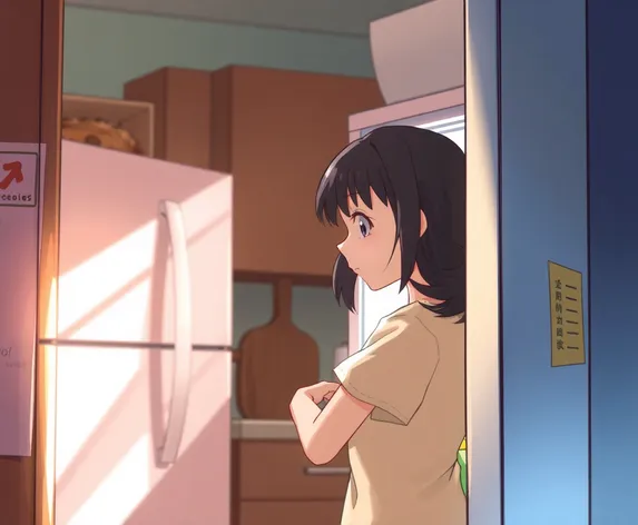 girl opening fridge drawing