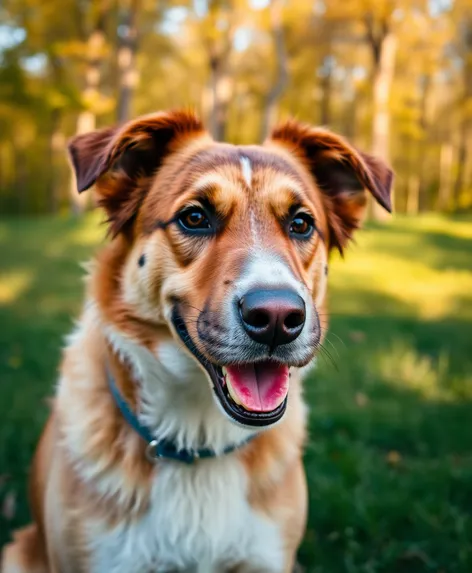 dog with apple in