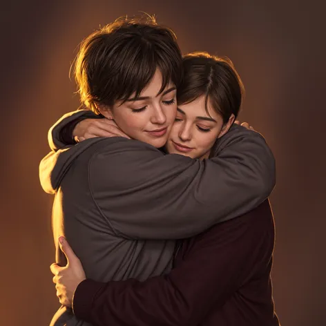 Two people hugging each