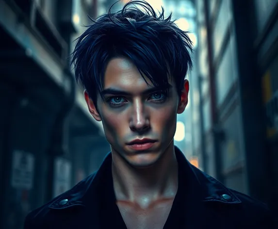 dark blue hair male