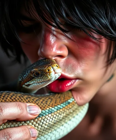 kissing a snake